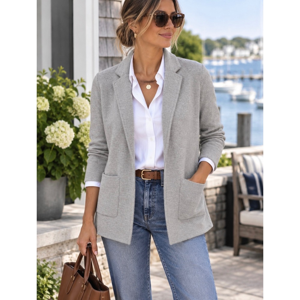 J.Crew Open Front Sweater Blazer Size S 100% Cotton Minimalist Careerwear preppy